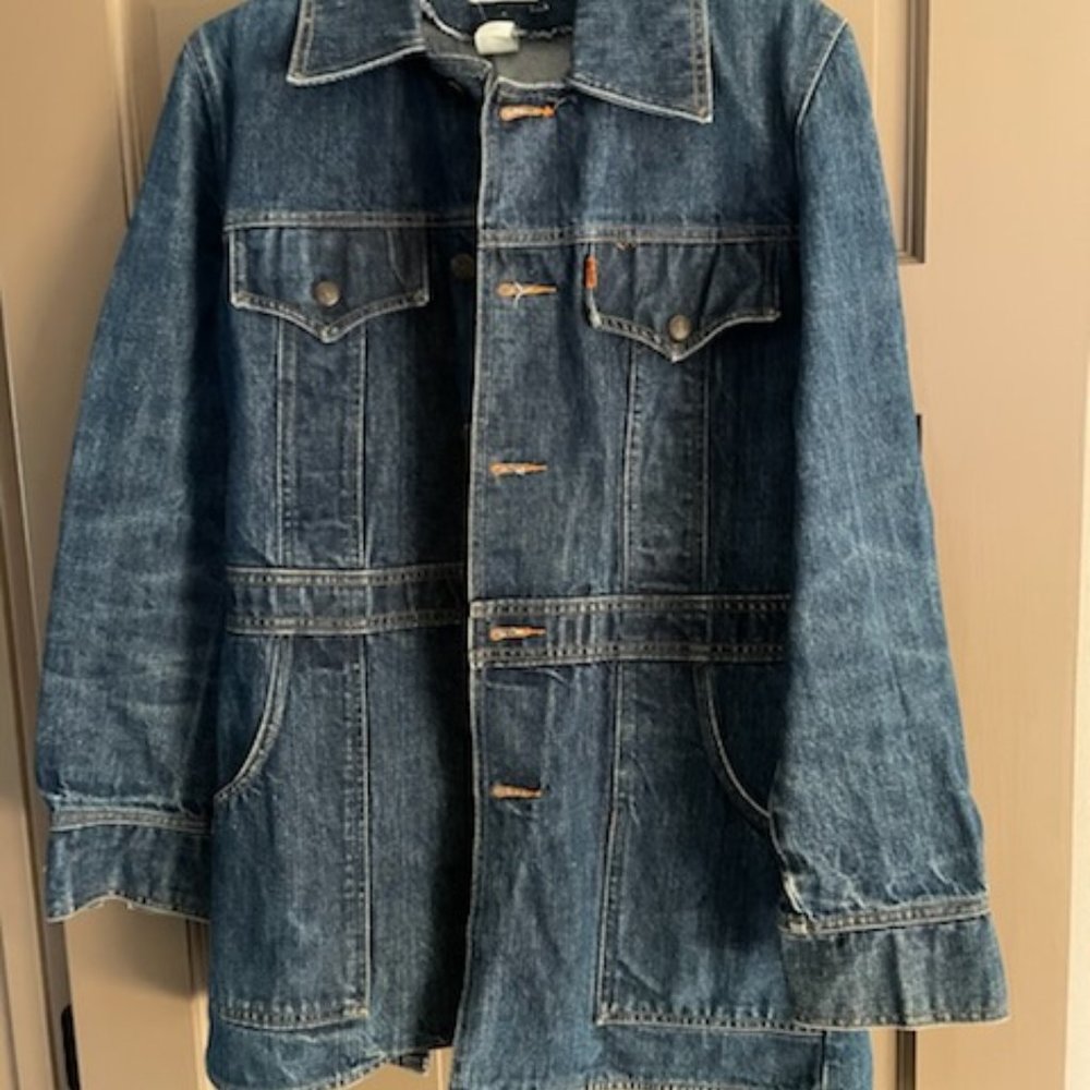 1970's Men's Original Orange Tag Blue Denim Levis Chore Jacket